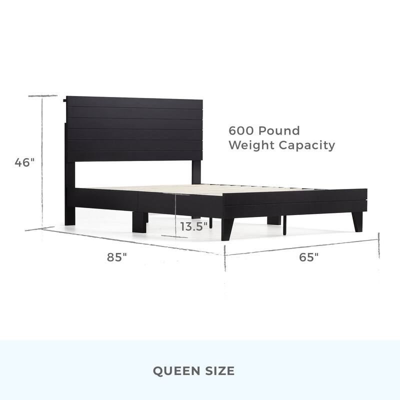 Brookside Mabel Shiplap Platform Bed Frame with Headboard