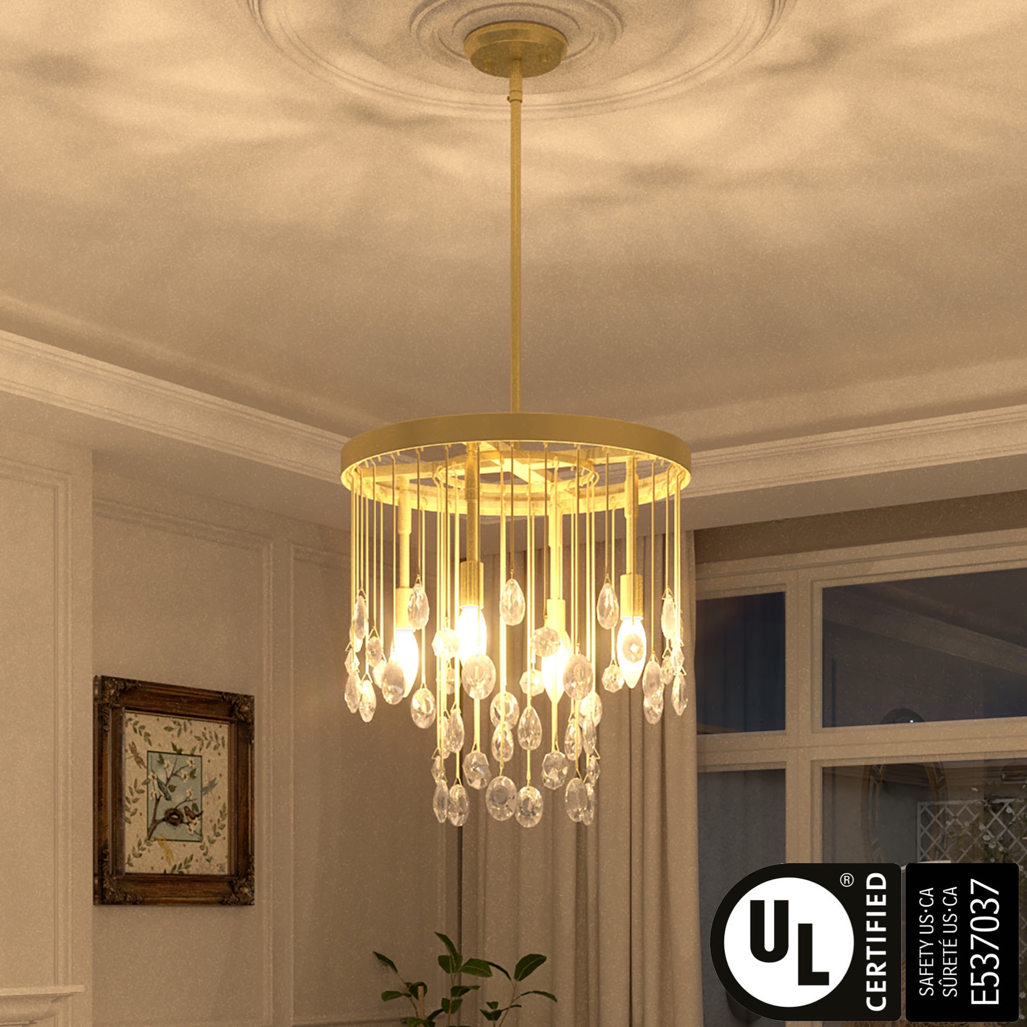 Crystal drop ceiling light outlet