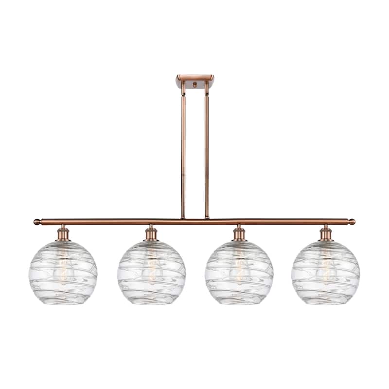 Innovations Lighting 516-4I-13-48 Athens Linear Athens 4 Light 48" - Antique Copper / Clear Deco Swirl