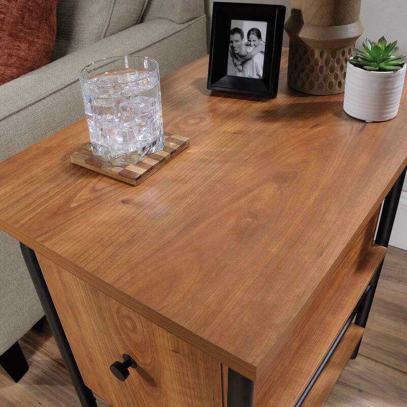 Brown Shaker Style Side Table with Adjustable Shelf Compact Living Room