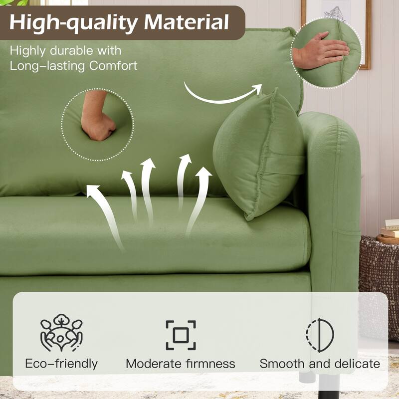 Modern double sofa for small spaces with storage, 2 soft cushions