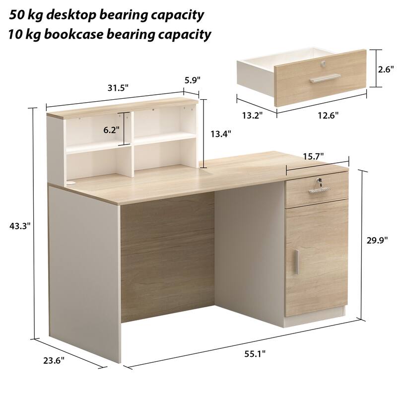 Kerrogee Rectangular Wood Reception Desk See Working Desk Oak