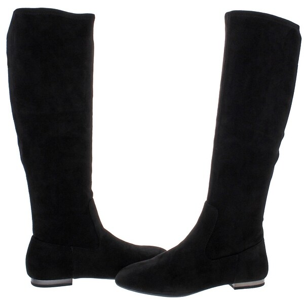 tall flat black boots womens