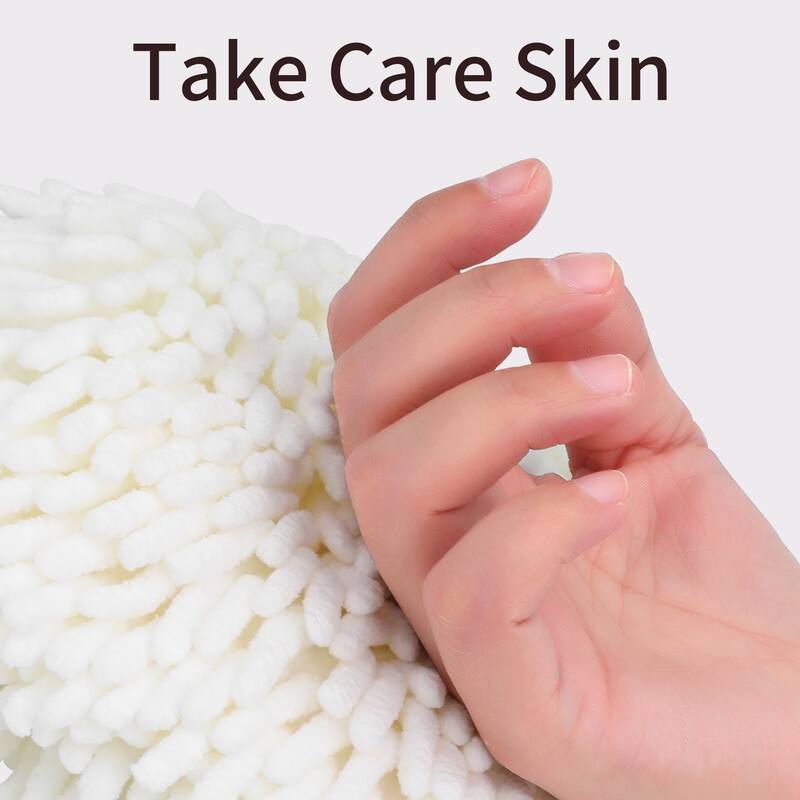 Soft Absorbent Fluffy Chenille Ball Hand Towels, Set of 2 Fuzzy Decorative Towel with Wall Hook for Bathroom 6" x 6" - 6" x 6"