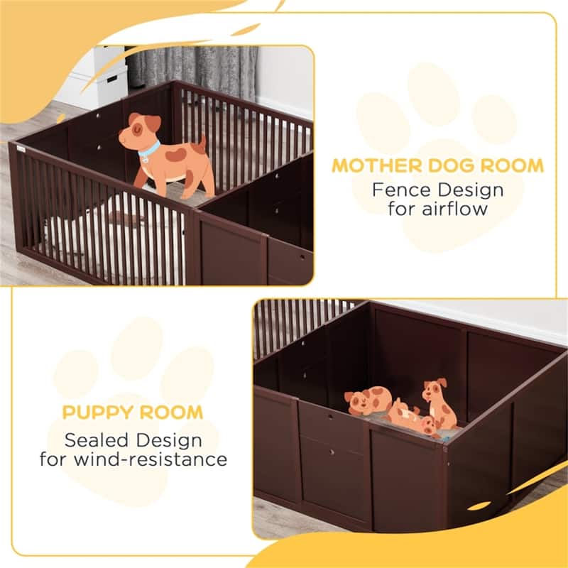 Durable Pinewood Dog House with Removable Panels - 81" L x 39.25" W x 19.75" H