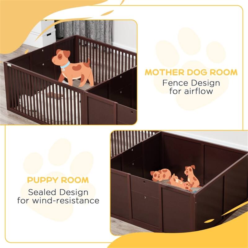 Durable Pinewood Dog House with Removable Panels - 81" L x 39.25" W x 19.75" H