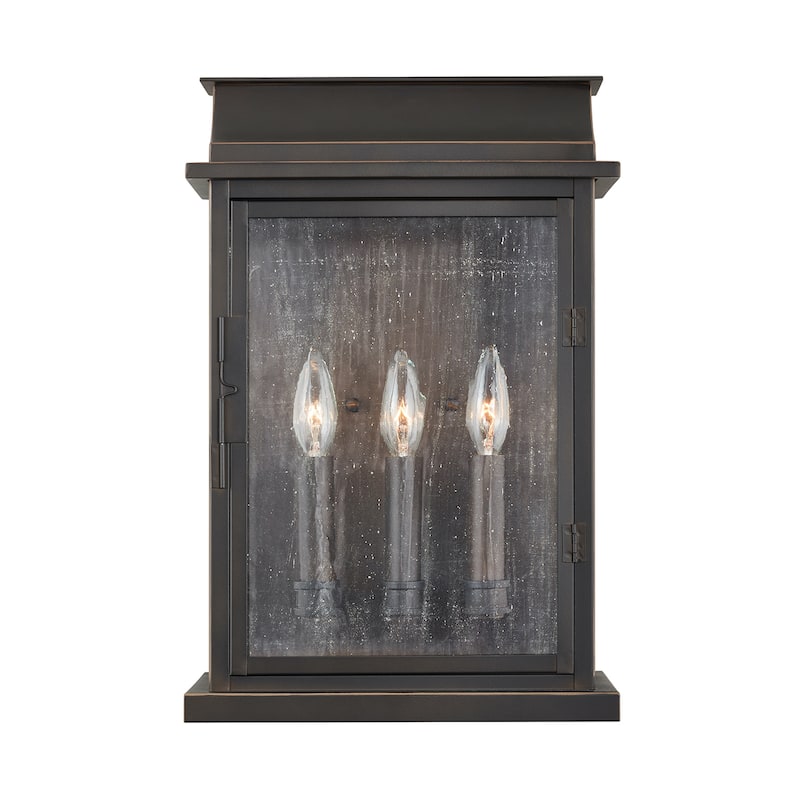 Bolton Oiled Bronze Outdoor Wall Lantern w/ Antiqued Glass