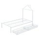 preview thumbnail 6 of 16, Twin Size Metal Platform Bed with 2 Drawers,House-Shaped Headboard Design, White