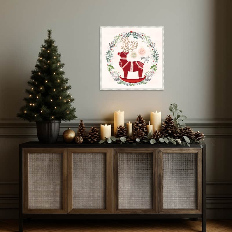 Hygge Christmas II by Noonday Design (22 x 22 in.), Framed Canvas Wall Art Print - Sylvie Beaded White