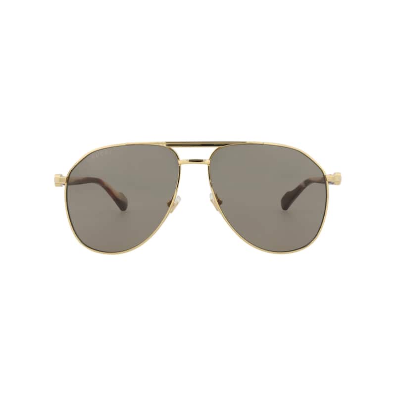 Gucci Aviator-Frame Metal Sunglasses - Gold Gold Brown - Gold - Brown Lens