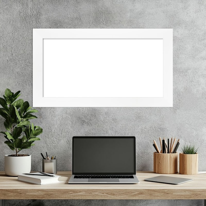 Amanti Art Cabinet White Narrow Framed Dry Erase Magnetic Board