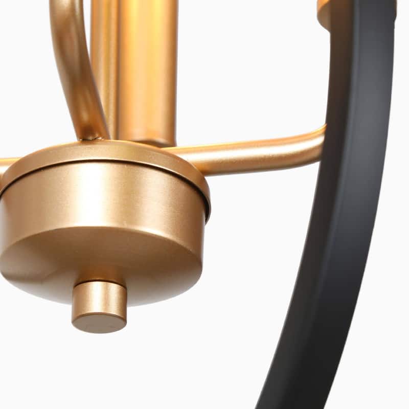 Modern 4-Light Black Gold Metal Chandelier Geometric Candle Pendant Light for Dining Room - 14.5" L x 11" W x 29.5" H