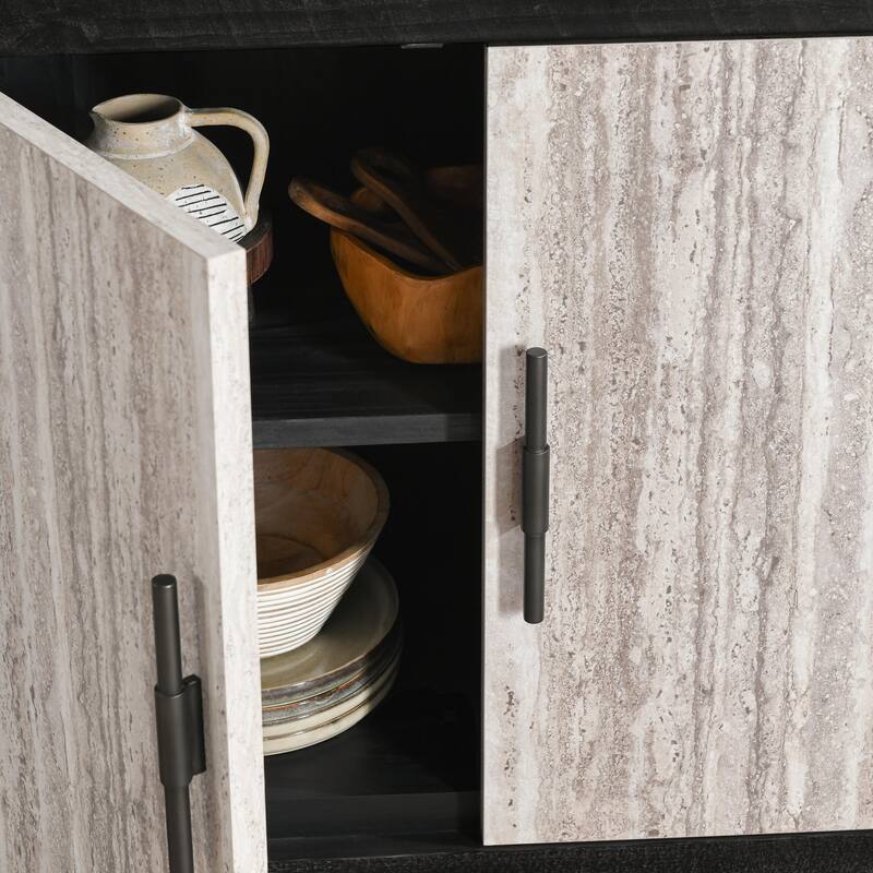 Classic Home Alpine 4-Door Concrete and Wood Sideboard Buffet