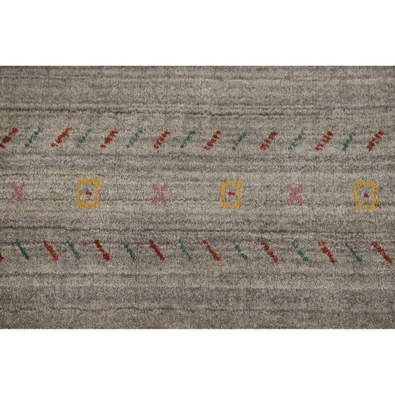Hand Knotted Oriental 100% Wool Carpet Tribal Animal Pictorial Greys & Charcoal Gabbeh Area Rug - 9' 9'' X 7' 11''