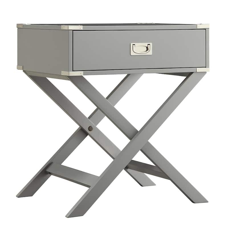 Kenton X Base Wood Accent Campaign Table by iNSPIRE Q Bold - Grey