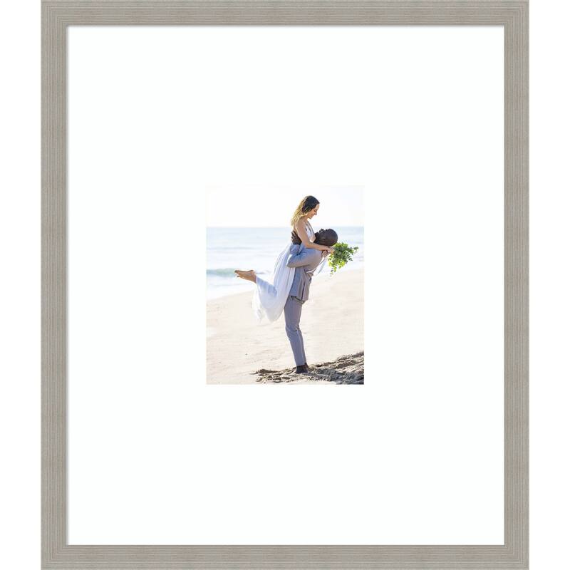 Woodgrain Stripe Blonde Framed Picture Frame, Photo Frame - 22x26 Matted to 8x10 - Woodgrain Stripe Grey