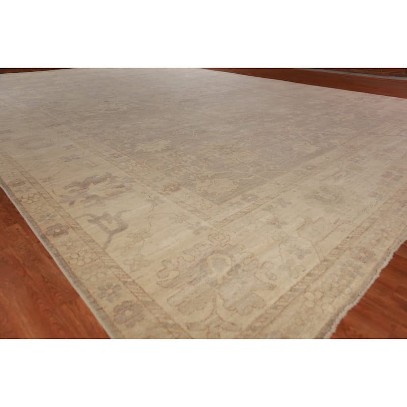 Vegetable Dye Brown Oushak Turkish Large Rug Handmade Wool Carpet - 13'0" x 19'0" - 13'0" x 19'0" - Brown