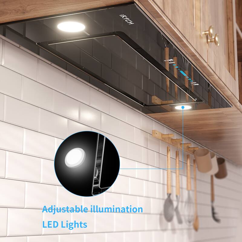 IKTCH 30/36 Inch 900 CFM Ducted Insert Range Hood In Stainless Steel