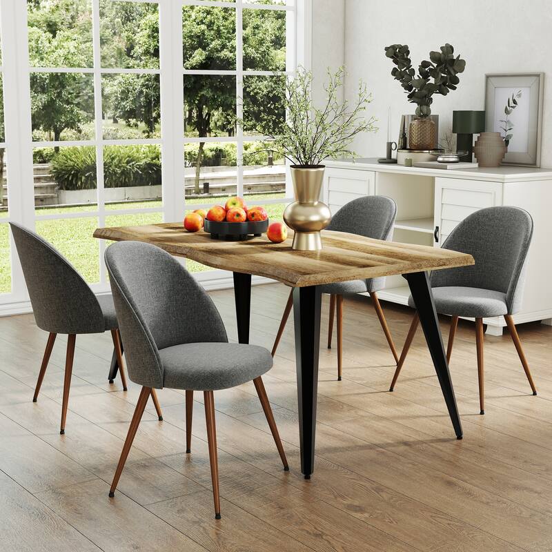 Homy Casa 5-Piece Dining Set with Modern Table and Upholstered Side Chairs