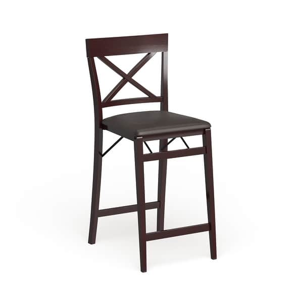 Linon Espresso Folding Counter Stool with Faux Leather Seat Bed Bath