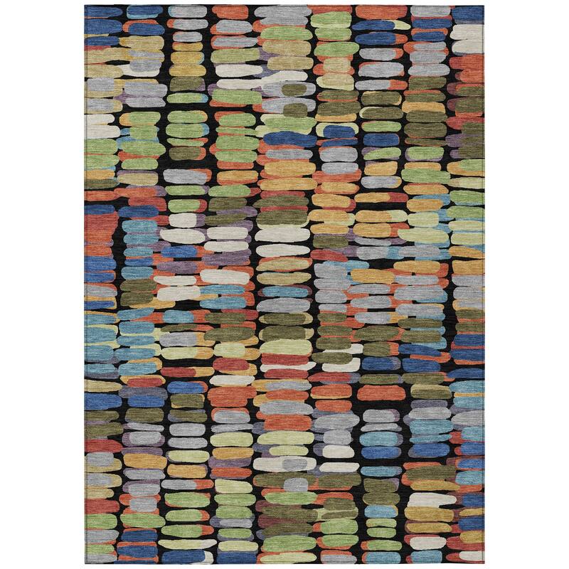 Machine Washable Indoor/ Outdoor Modern Caps Chantille Rug