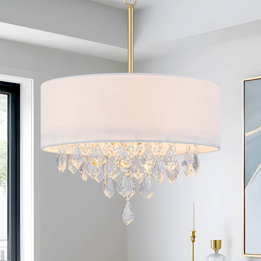 Starsky 5-Light Fabric Drum Chandelier with Crystal Accent