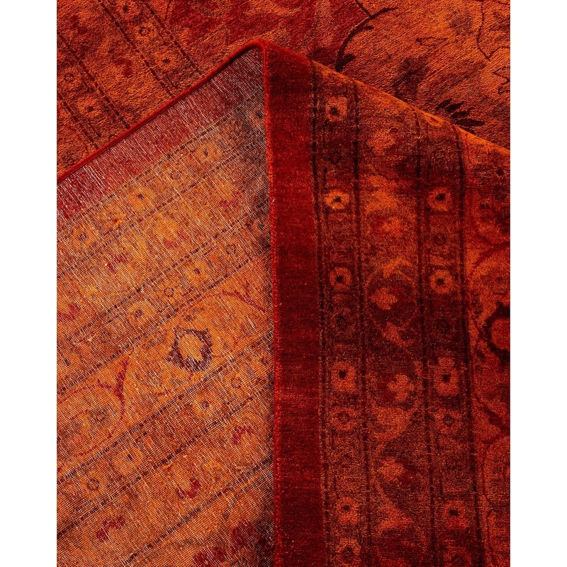 Overdyed, One-of-a-Kind Hand-Knotted Area Rug - Orange - 12' 3" x 14' 3"