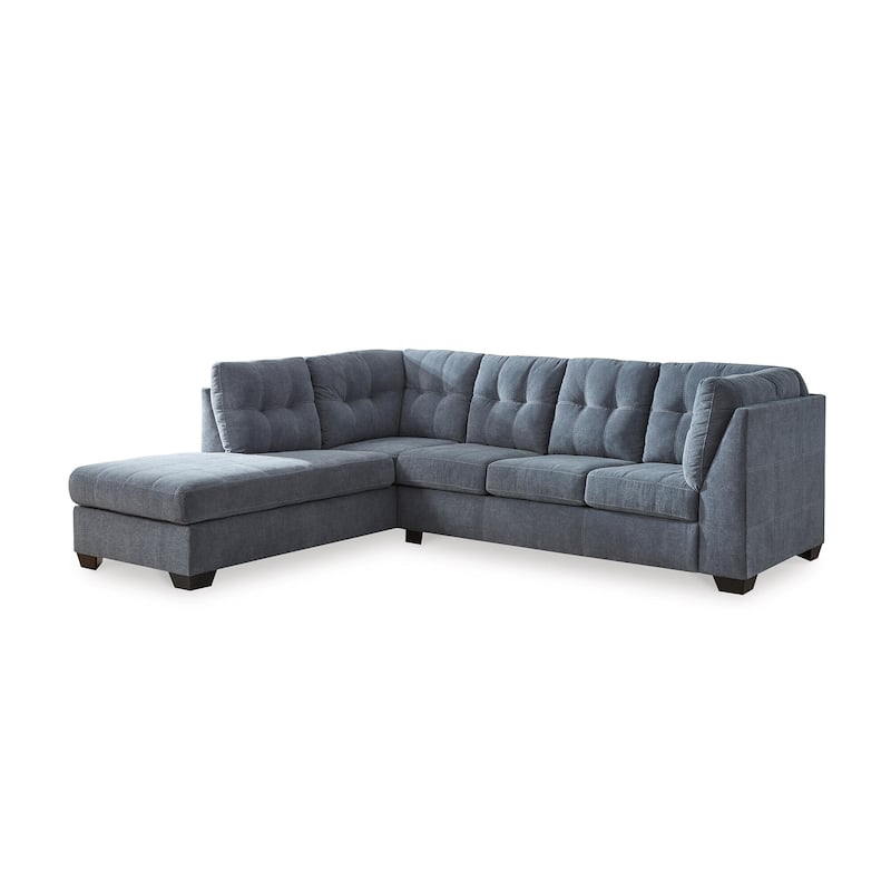 Signature Design by Ashley Marleton Dark Blue 2-Piece Sleeper Sectional with Chaise - 115"W x 91"D x 38"H
