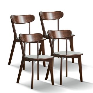 Walnut-Finish FAS Grade Oak Dining Chair Set - Set of 4 Solid Wood Chairs