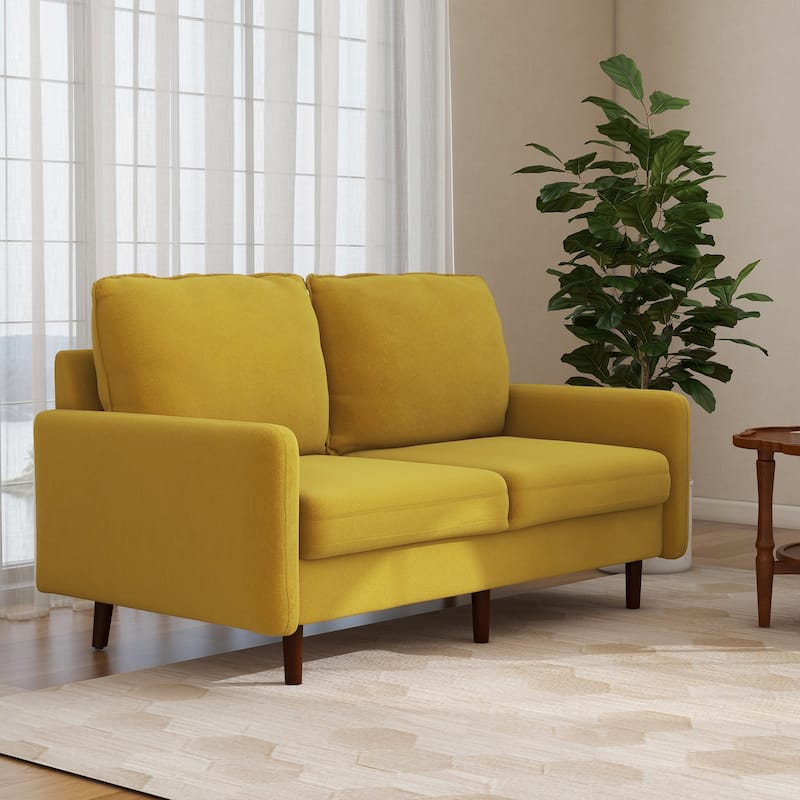 Velvet Loveseat Sofa With Wood Legs