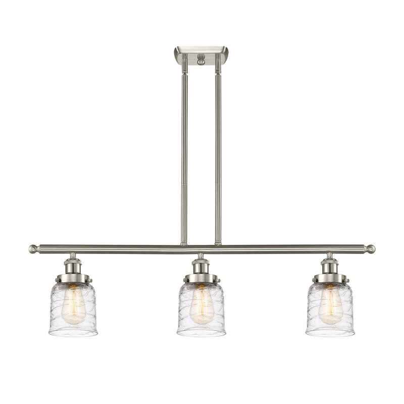 Innovations Lighting 916-3I-10-36 Bell Linear Bell 3 Light 36" Wide - Brushed Satin Nickel / Deco Swirl
