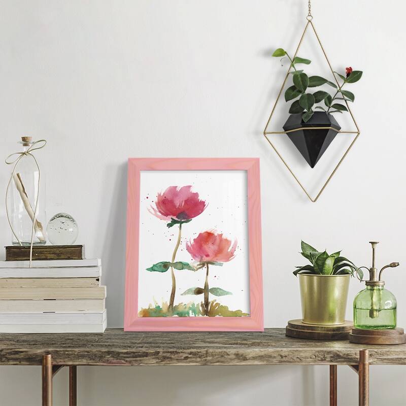 Pink Fleurs I -Framed Print w/glass-Cherry Red