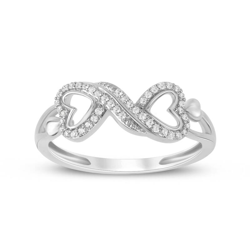 1/8ct TDW Diamond Infinity Heart Promise Ring in 10K Gold for Women - 8 - White