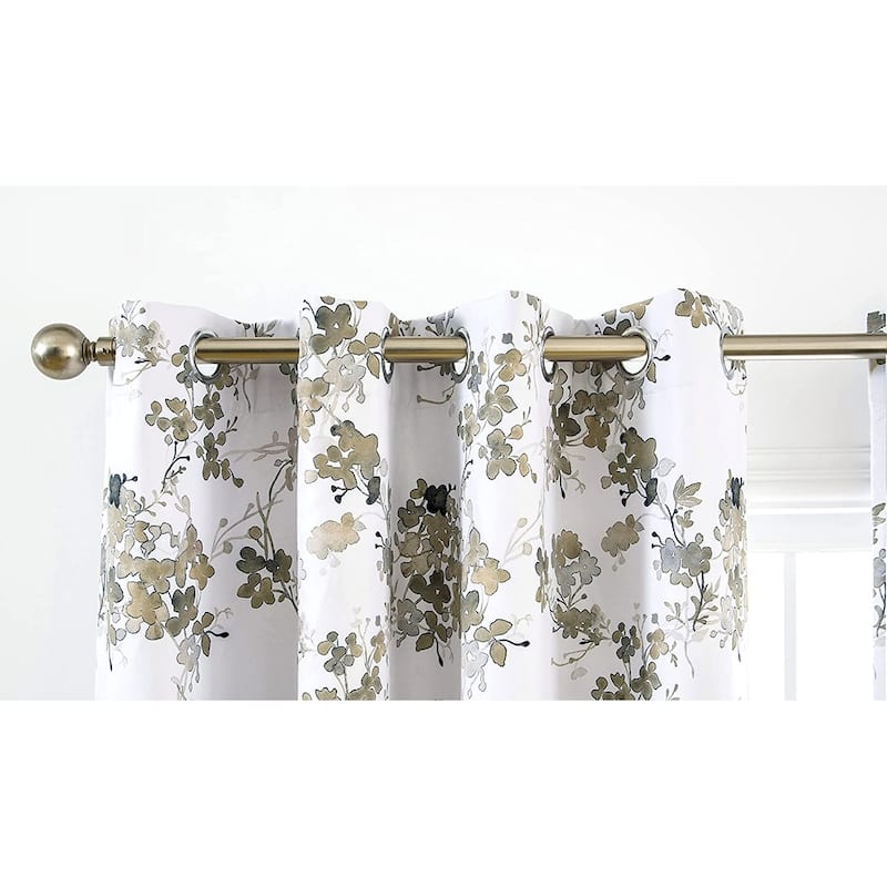 Porch & Den Oakmeadow Beige Floral Blackout Thermal Curtain Panel Pair - 52" width x 84 " length