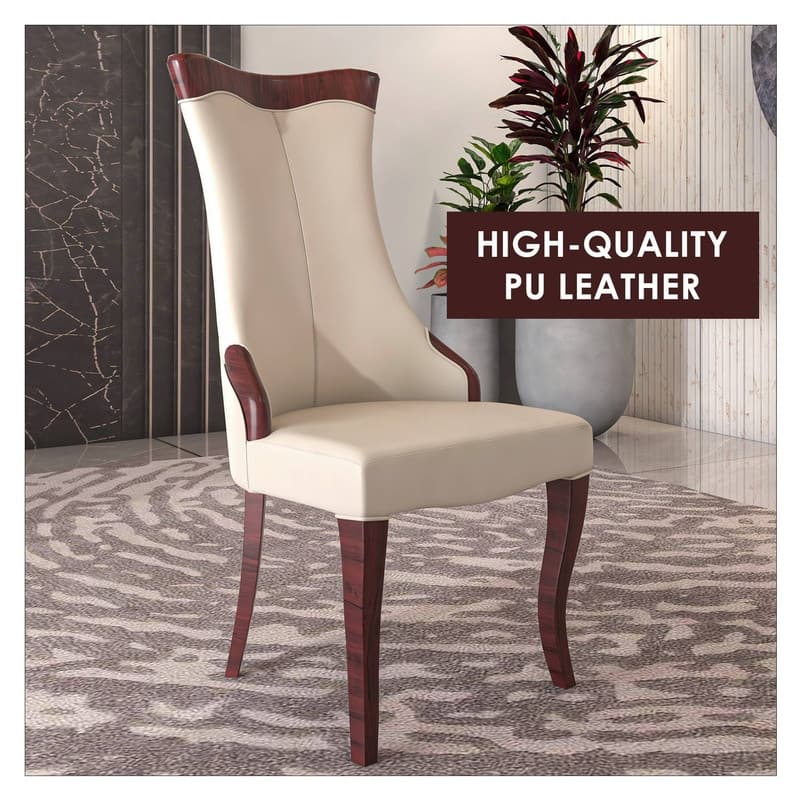 Novara Modern High-Back Leather or Velvet Upholstered Dining Chair with Rubberwood Legs for Home or Office (Set of 2)