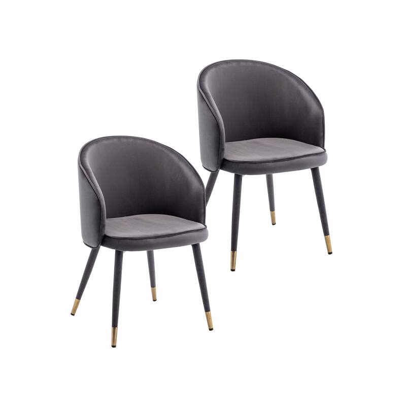 Porthos Home Pru Velvet Dining Chairs with Gold Trim, Set of 2 - Grey