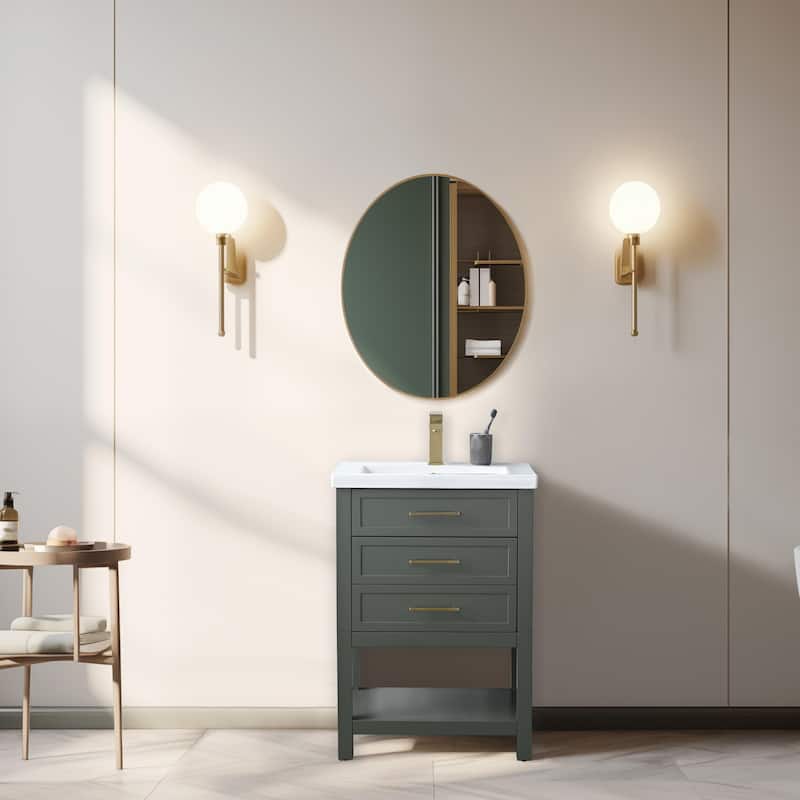 Sudio Design Arlo 24" Single Bathroom Vanity - 24" Single Sink - Vintage Green