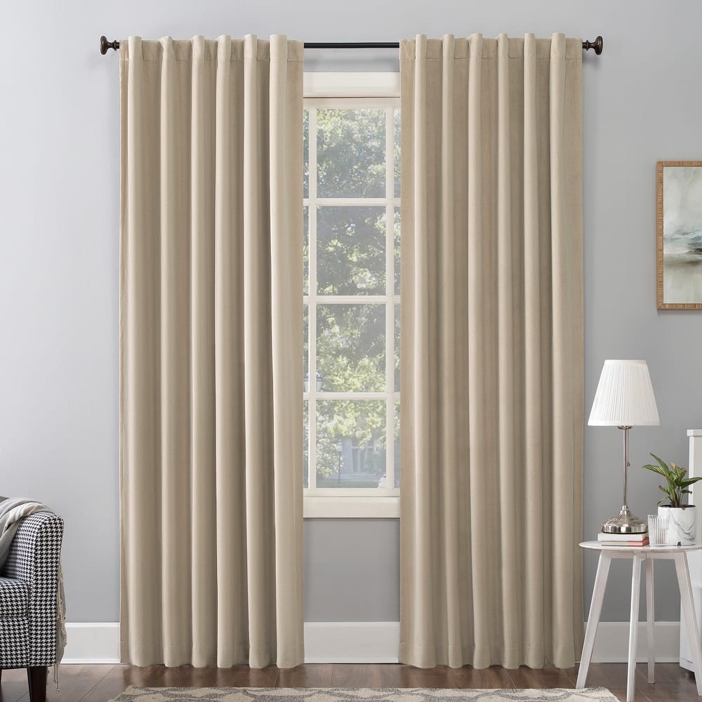 Sun Zero Amherst Velvet Noise Reducing Thermal Extreme Total Blackout Back Tab Curtain Panel, Single Panel