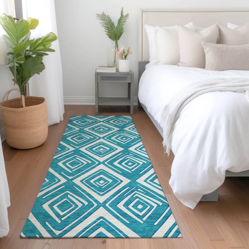 Machine Washable Indoor/ Outdoor Chantille Contemporary Diamonds Rug