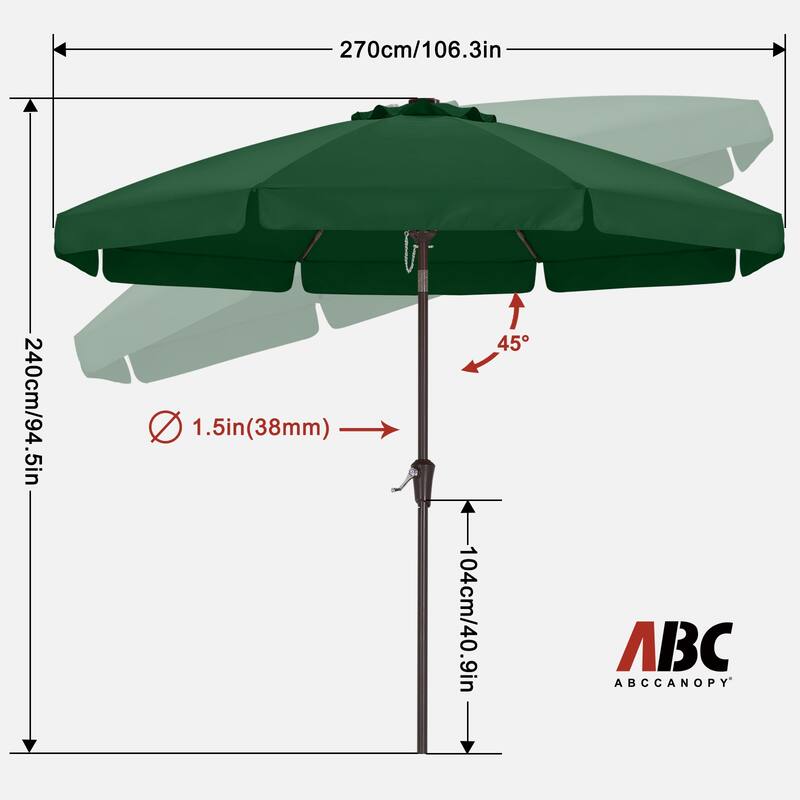 ABCCANOPY 9FT Outdoor Table Market Umbrella Tilt and Crank for Garden