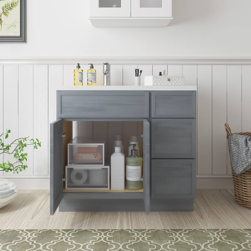 Vanity Art 36" Oak Freestanding Bathroom Vanity Cabinet without Top