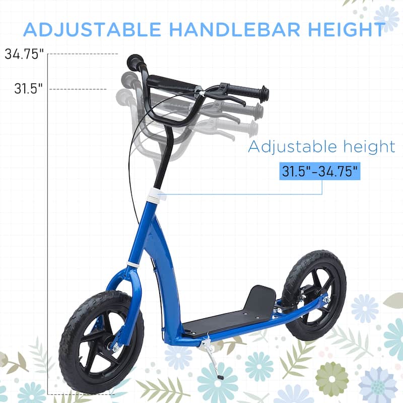 12” Lightweight Adjustable Kids Scooter with Rear Brake and Wheels Safe Riding for Children - 31.7" L x 13.7" W