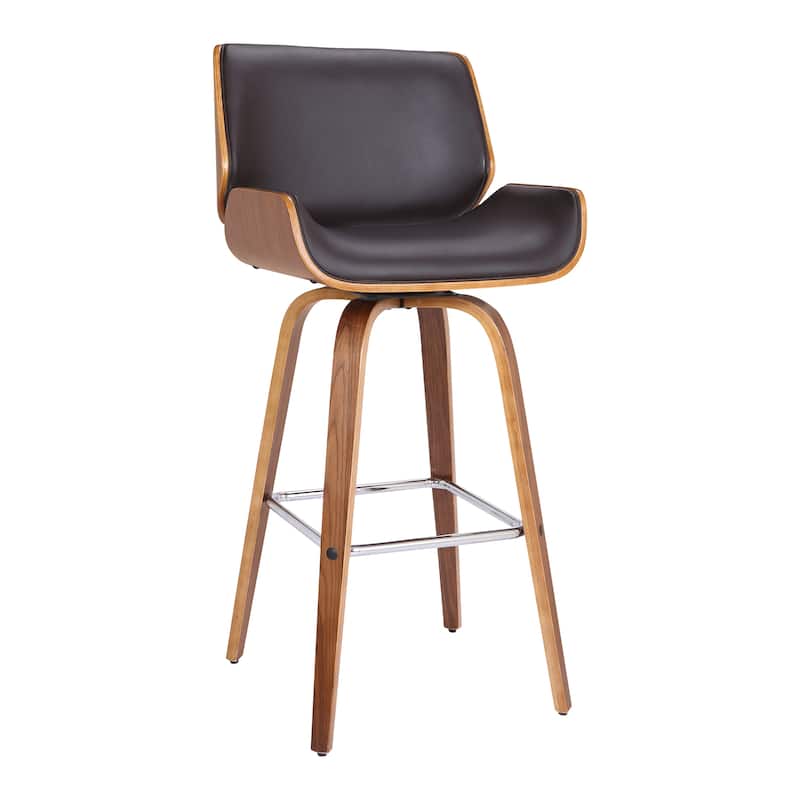 Tyler Mid-Century Swivel Bar Stool, Upholstered Counter Height Chair with Bentwood Legs