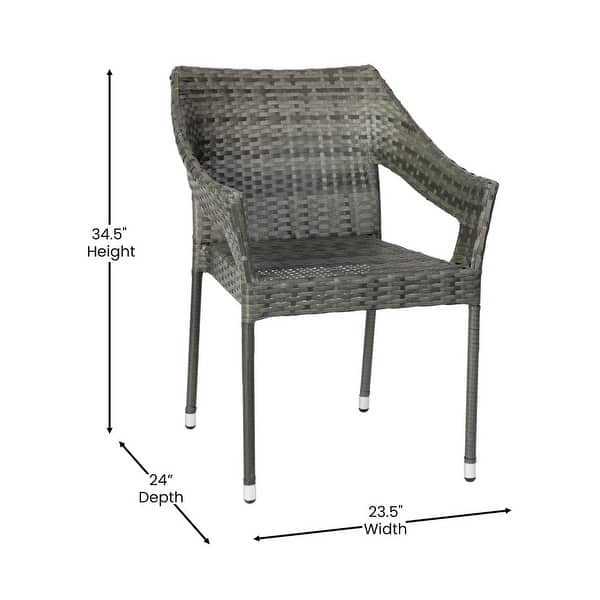 All Weather Commercial Grade PE Rattan Stacking Patio Chairs - 2 Pack ...