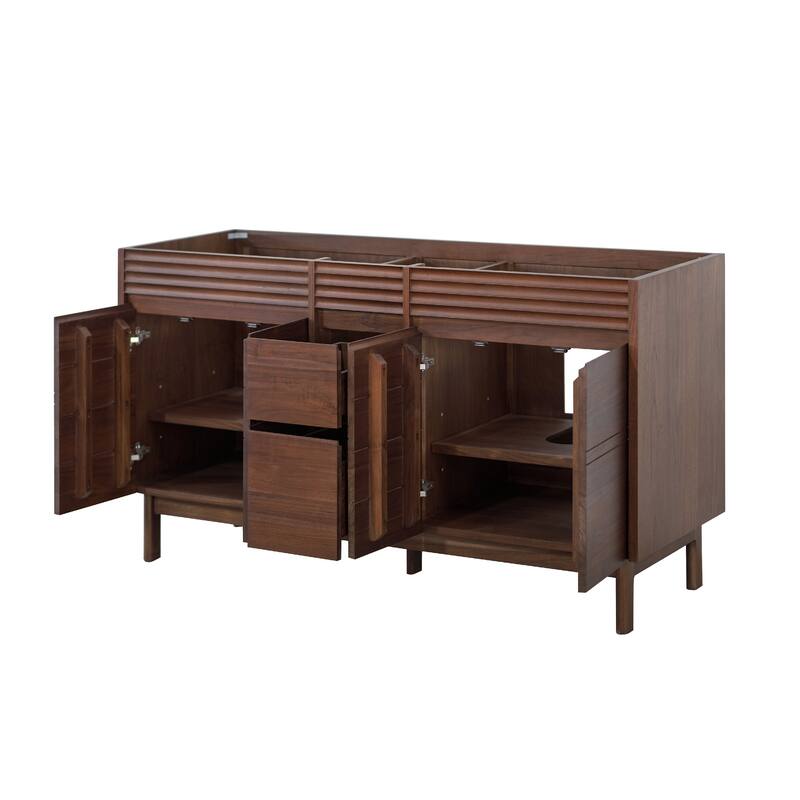 Avanity Carina Bathroom Vanity in Coffee Teak with Carrara White Marble Top