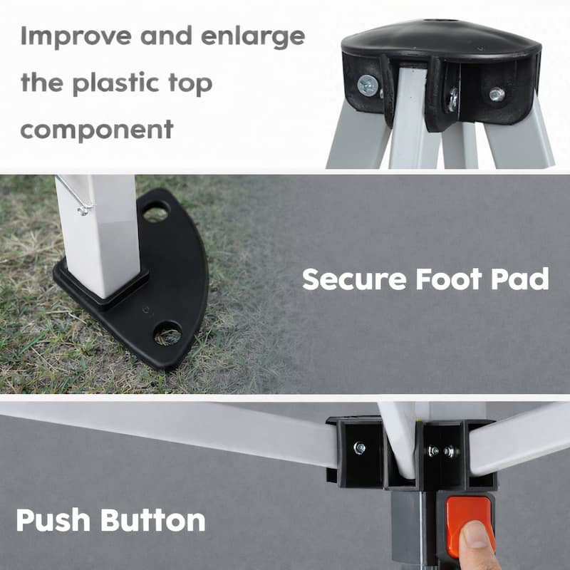 Outdoor 10x 10Ft Pop Up Gazebo Canopy Tent Removable Sidewall with Zipper, 2pcs Sidewall with Windows,with 4pcs Weight sand bag