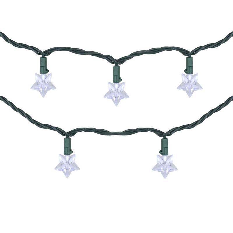 LED Star Shaped Christmas String Lights - Pure White - 4' Green Wire - 10ct
