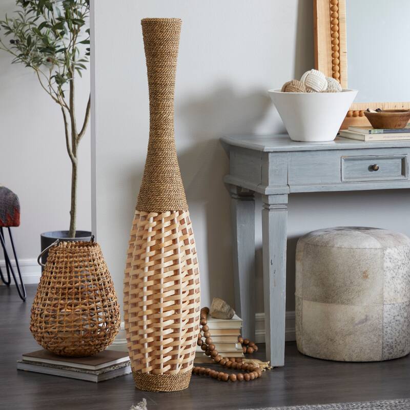 Brown Seagrass Handmade Tall Woven Floor Decorative Vase