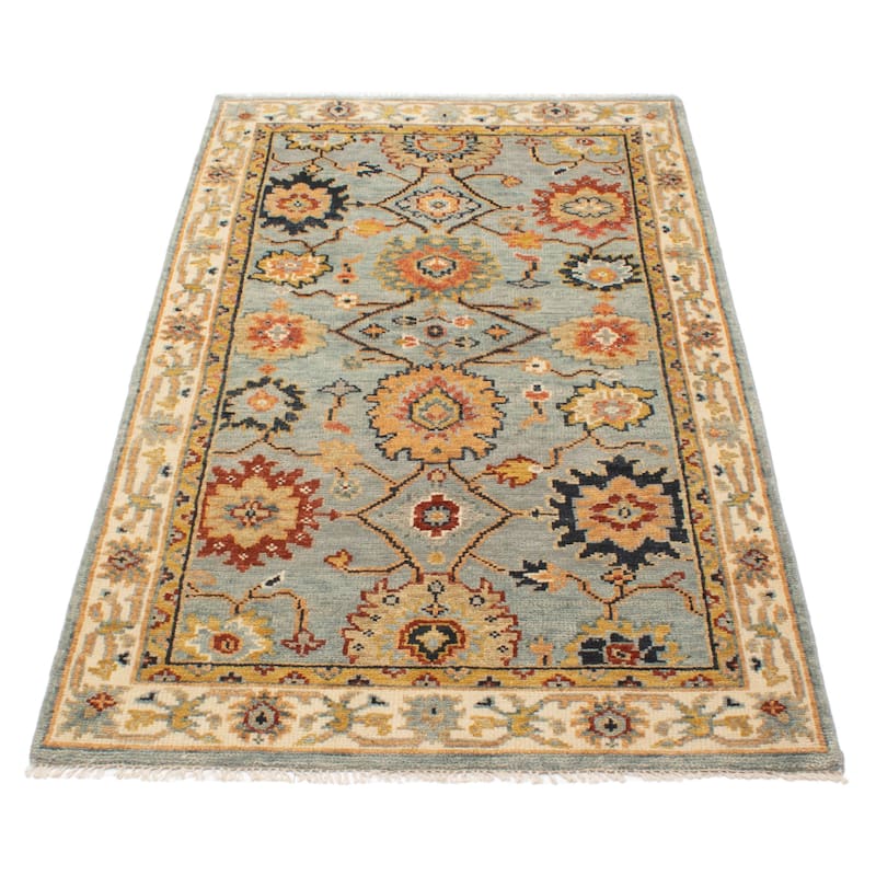 ECARPETGALLERY Hand-knotted Jules Serapi Light Blue Wool Rug - 4'10 x 8'2