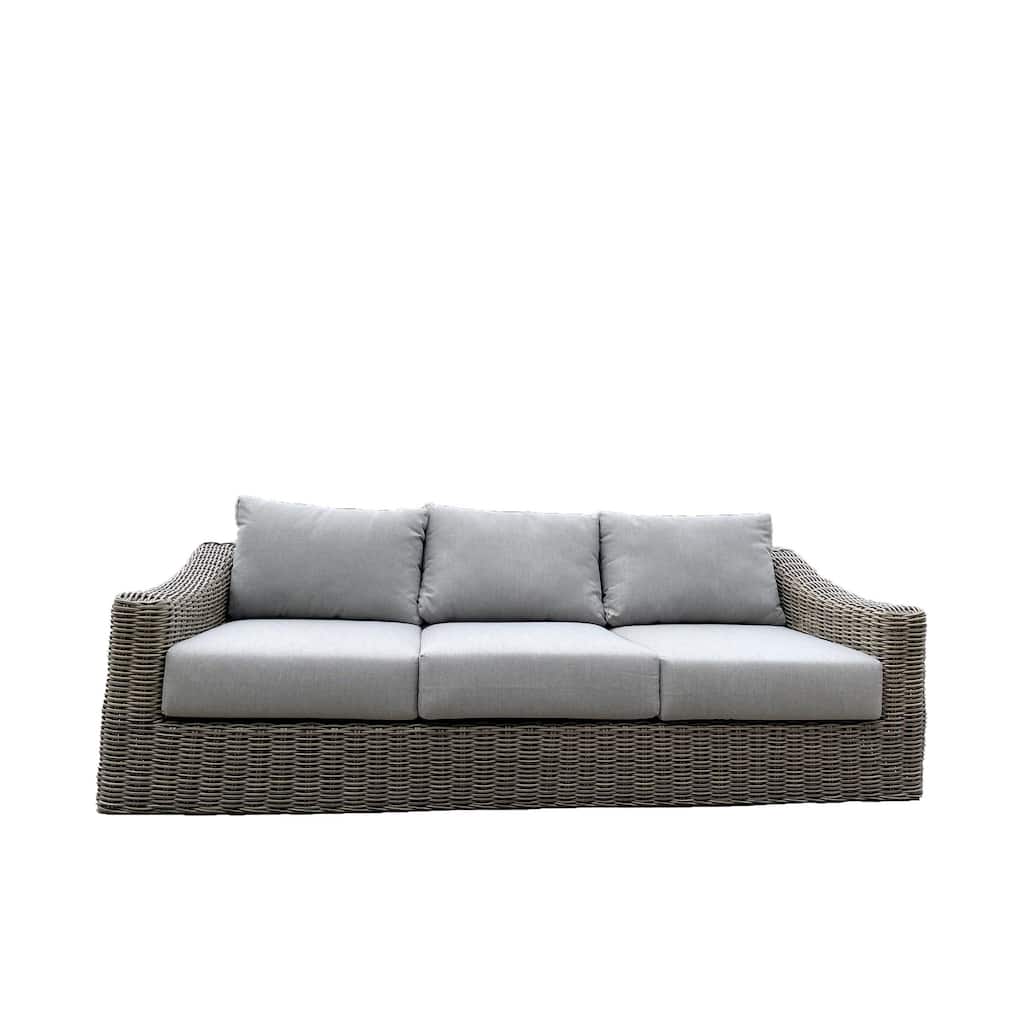 Tulum Two-Tone Dark Beige Aluminum Frame Sofa with Cushions